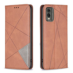 Coque Portefeuille Livre Cuir Etui Clapet B07F pour Nokia C210 Marron