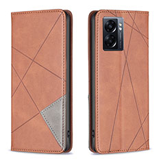 Coque Portefeuille Livre Cuir Etui Clapet B07F pour Oppo A57 5G Marron