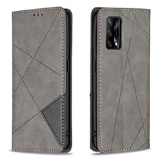 Coque Portefeuille Livre Cuir Etui Clapet B07F pour Oppo F19 Gris