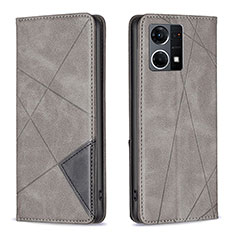 Coque Portefeuille Livre Cuir Etui Clapet B07F pour Oppo F21 Pro 4G Gris