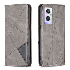 Coque Portefeuille Livre Cuir Etui Clapet B07F pour Oppo F21 Pro 5G Gris