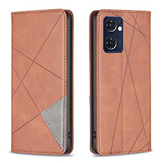 Coque Portefeuille Livre Cuir Etui Clapet B07F pour Oppo Find X5 Lite 5G Marron