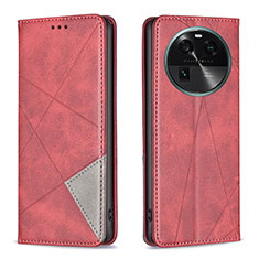 Coque Portefeuille Livre Cuir Etui Clapet B07F pour Oppo Find X6 5G Rouge