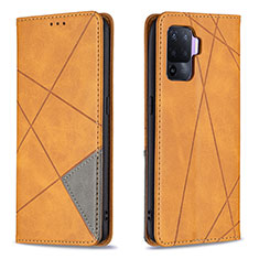 Coque Portefeuille Livre Cuir Etui Clapet B07F pour Oppo Reno5 F Brun Clair