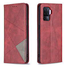 Coque Portefeuille Livre Cuir Etui Clapet B07F pour Oppo Reno5 F Rouge