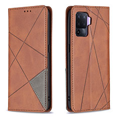 Coque Portefeuille Livre Cuir Etui Clapet B07F pour Oppo Reno5 Lite Marron