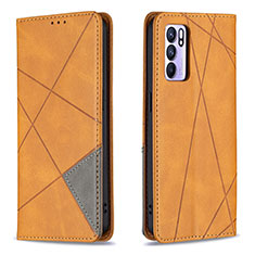 Coque Portefeuille Livre Cuir Etui Clapet B07F pour Oppo Reno6 5G Brun Clair