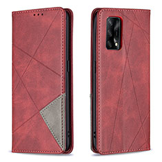 Coque Portefeuille Livre Cuir Etui Clapet B07F pour Oppo Reno6 Lite Rouge