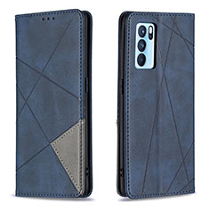 Coque Portefeuille Livre Cuir Etui Clapet B07F pour Oppo Reno6 Pro 5G India Bleu