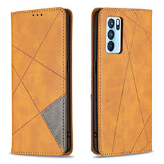 Coque Portefeuille Livre Cuir Etui Clapet B07F pour Oppo Reno6 Pro 5G India Brun Clair