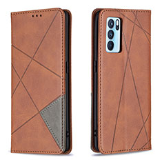 Coque Portefeuille Livre Cuir Etui Clapet B07F pour Oppo Reno6 Pro 5G India Marron