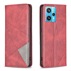 Coque Portefeuille Livre Cuir Etui Clapet B07F pour Realme 9 4G Rouge