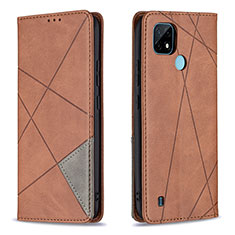 Coque Portefeuille Livre Cuir Etui Clapet B07F pour Realme C21 Marron