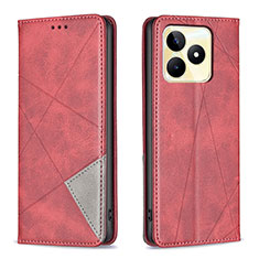 Coque Portefeuille Livre Cuir Etui Clapet B07F pour Realme C51 Rouge