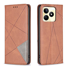 Coque Portefeuille Livre Cuir Etui Clapet B07F pour Realme C53 India Marron