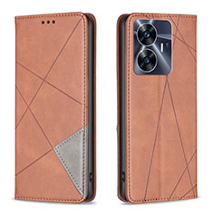 Coque Portefeuille Livre Cuir Etui Clapet B07F pour Realme C55 Marron