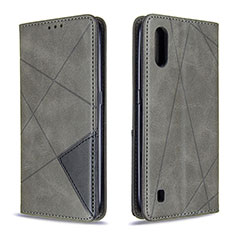 Coque Portefeuille Livre Cuir Etui Clapet B07F pour Samsung Galaxy A01 SM-A015 Gris