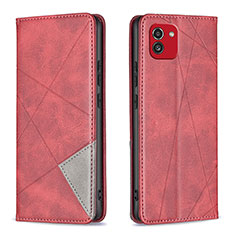 Coque Portefeuille Livre Cuir Etui Clapet B07F pour Samsung Galaxy A03 Rouge