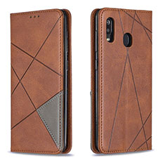 Coque Portefeuille Livre Cuir Etui Clapet B07F pour Samsung Galaxy A20 Marron