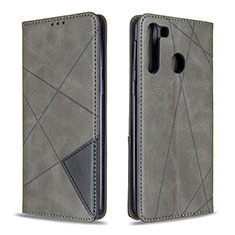 Coque Portefeuille Livre Cuir Etui Clapet B07F pour Samsung Galaxy A21 Gris