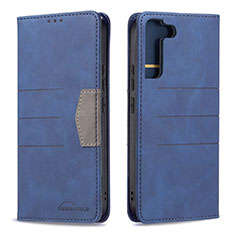 Coque Portefeuille Livre Cuir Etui Clapet B07F pour Samsung Galaxy S21 FE 5G Bleu