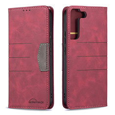 Coque Portefeuille Livre Cuir Etui Clapet B07F pour Samsung Galaxy S21 FE 5G Rouge