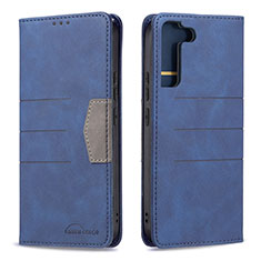 Coque Portefeuille Livre Cuir Etui Clapet B07F pour Samsung Galaxy S22 5G Bleu