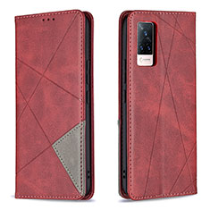 Coque Portefeuille Livre Cuir Etui Clapet B07F pour Vivo V21 5G Rouge