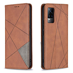 Coque Portefeuille Livre Cuir Etui Clapet B07F pour Vivo V21e 4G Marron