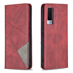 Coque Portefeuille Livre Cuir Etui Clapet B07F pour Vivo V21e 5G Rouge