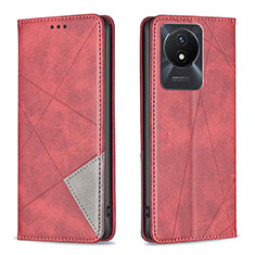 Coque Portefeuille Livre Cuir Etui Clapet B07F pour Vivo Y02t Rouge