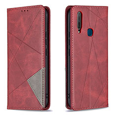 Coque Portefeuille Livre Cuir Etui Clapet B07F pour Vivo Y12 Rouge