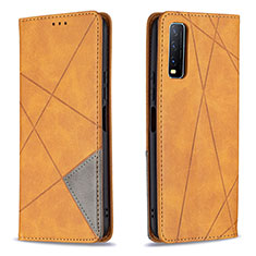 Coque Portefeuille Livre Cuir Etui Clapet B07F pour Vivo Y12s (2021) Brun Clair