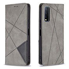 Coque Portefeuille Livre Cuir Etui Clapet B07F pour Vivo Y20s G Gris