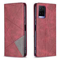 Coque Portefeuille Livre Cuir Etui Clapet B07F pour Vivo Y21a Rouge