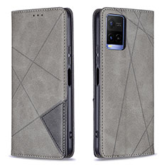 Coque Portefeuille Livre Cuir Etui Clapet B07F pour Vivo Y21e Gris