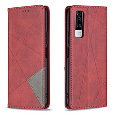 Coque Portefeuille Livre Cuir Etui Clapet B07F pour Vivo Y31 (2021) Rouge