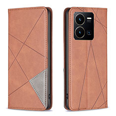 Coque Portefeuille Livre Cuir Etui Clapet B07F pour Vivo Y35 4G Marron