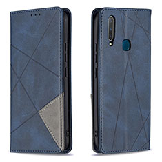 Coque Portefeuille Livre Cuir Etui Clapet B07F pour Vivo Y3s Bleu