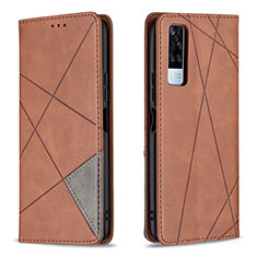 Coque Portefeuille Livre Cuir Etui Clapet B07F pour Vivo Y51 (2021) Marron