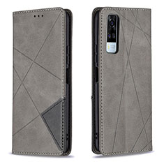 Coque Portefeuille Livre Cuir Etui Clapet B07F pour Vivo Y53s 4G Gris