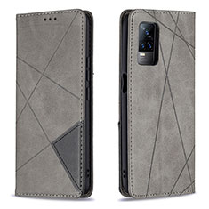 Coque Portefeuille Livre Cuir Etui Clapet B07F pour Vivo Y73 (2021) Gris