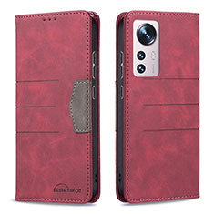 Coque Portefeuille Livre Cuir Etui Clapet B07F pour Xiaomi Mi 12X 5G Rouge