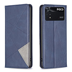 Coque Portefeuille Livre Cuir Etui Clapet B07F pour Xiaomi Poco M4 Pro 4G Bleu