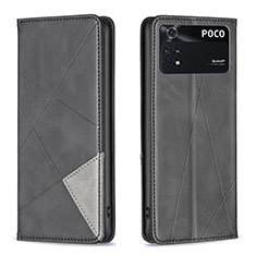 Coque Portefeuille Livre Cuir Etui Clapet B07F pour Xiaomi Poco M4 Pro 4G Noir