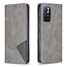 Coque Portefeuille Livre Cuir Etui Clapet B07F pour Xiaomi Poco M4 Pro 5G Gris