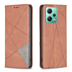 Coque Portefeuille Livre Cuir Etui Clapet B07F pour Xiaomi Poco X5 5G Marron