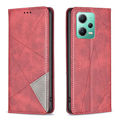 Coque Portefeuille Livre Cuir Etui Clapet B07F pour Xiaomi Poco X5 5G Rouge