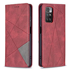 Coque Portefeuille Livre Cuir Etui Clapet B07F pour Xiaomi Redmi 10 (2022) Rouge