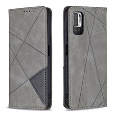 Coque Portefeuille Livre Cuir Etui Clapet B07F pour Xiaomi Redmi Note 10 5G Gris